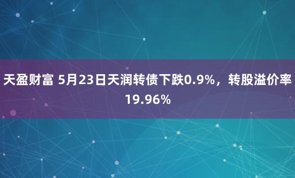 天盈财富 5月23日天润转债下跌0.9%，转股溢价率19.96%